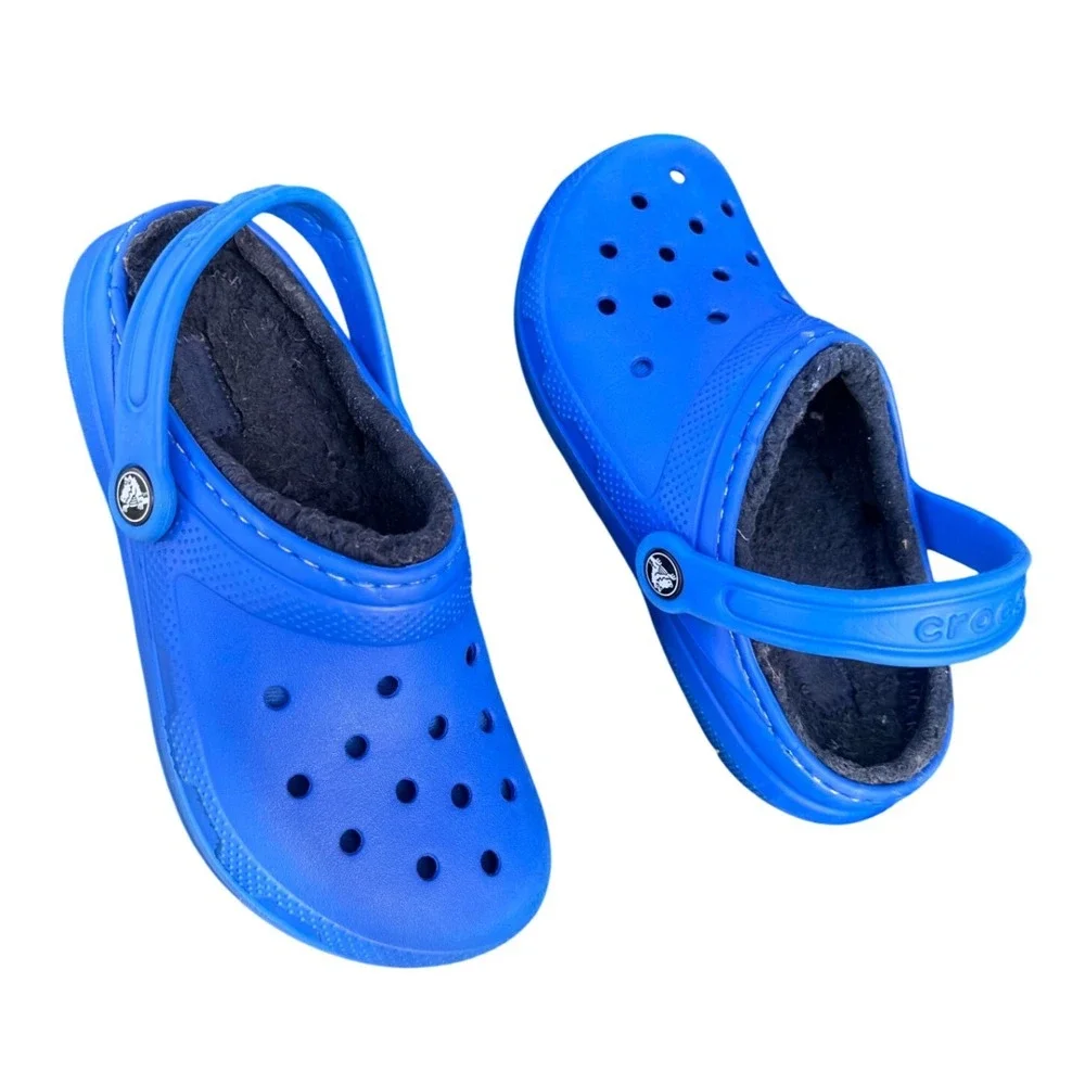 CROCS LITTLE‎ KIDS CLASSIC LINED CLOGS Size J3 BLUE